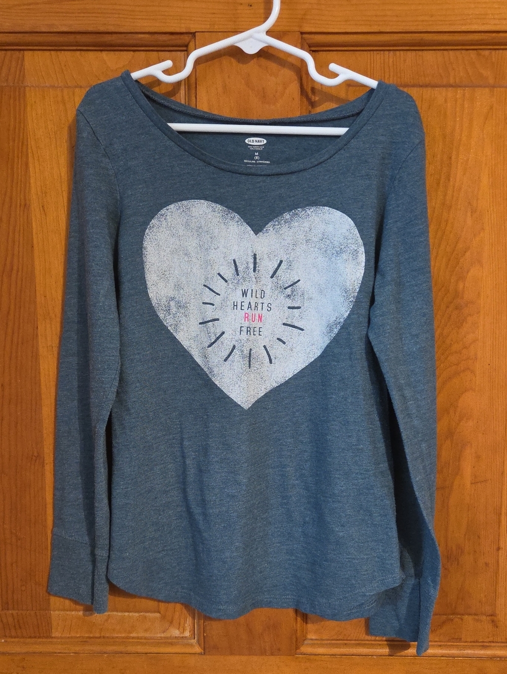 Old Navy Blue Long-Sleeve Heart Graphic Tee